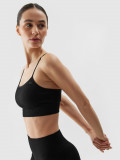 Bustieră de yoga cu susținere ușoară pentru femei - neagră, 4F Sportswear
