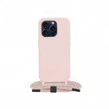 Husa Compatibila cu Apple iPhone 15 Pro - Techsuit Crossbody Lanyard - Pink, Roz, Silicon, Carcasa