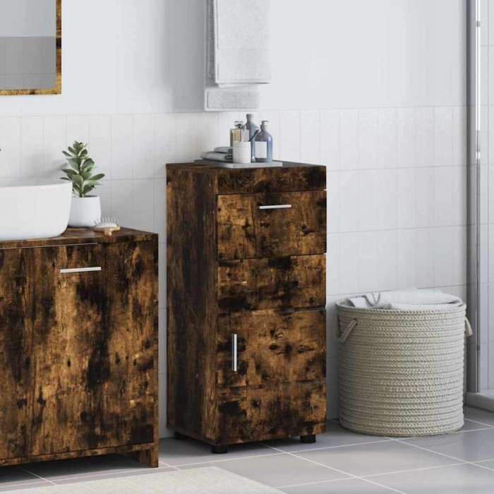 vidaXL Dulap de Baie cu ușă TULUM Stejar afumat 37 x 31.5 x 82 cm 880346