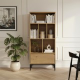 Biblioteca cu sertar Kistiandi 137x60x35 cm, stejar &icirc;nchis