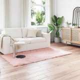 vidaXL Covor din L&acirc;nă Faux Tafalla Roz 100 x 200 cm Poliester 42021547