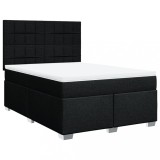 Cumpara ieftin Pat box spring cu saltea, negru, 140x200 cm, textil
