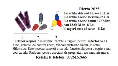 Cartele interfon, video-interfon si control acces foto