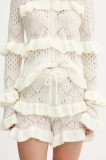 The Ragged Priest pantaloni scurți culoarea bej, uni, high waist, RPSS251080KW