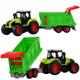 Tractor cu remorcă și &icirc;mprăștietor, jucărie agricolă din plastic, cu mecanism de rulare