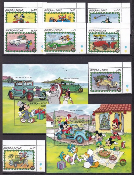 Sierra Leone 1989 Disney auto MI 1332-1339 + 2 bl. 116,117 MNH