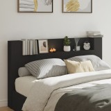 Cumpara ieftin Tăblie cu dulap și LED, negru, 180x16,5x103,5 cm