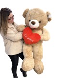 Urs maro deschis din plus cu inima rosie te iubesc 1,2 m