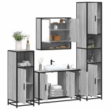 Set de mobilier de baie 4 piese Lemn stratificat gri Sonoma