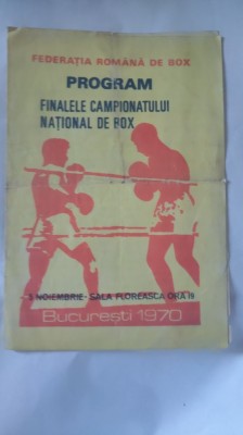 PROGRAM FINALELE CAMPIONATULUI NATIONAL DE BOX BUCURESTI 1970 foto