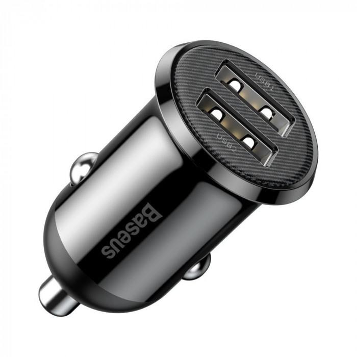 &Icirc;ncărcător auto 2x USB 48 A negru CCALLP-01 Baseus