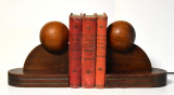 Doua suporturi pentru carti din lemn Bookends Art Deco / Amsterdam School c.1920