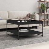 Cumpara ieftin Măsuță de cafea, negru, 80x80x45 cm, lemn prelucrat și fier