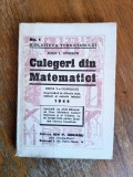 Culegeri din Matematici - Ioan I. Ionescu, 1944 / R4P4S, Alta editura