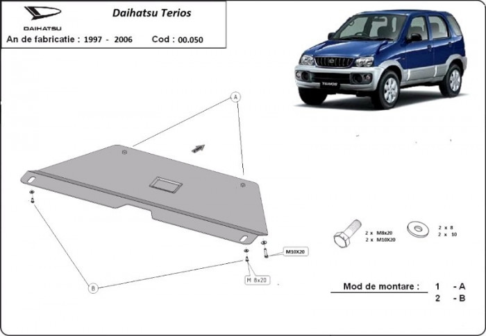 Scut metalic pentru cutia de viteze Daihatsu Terios 1997 - 2006