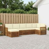 VidaXL Set Canapea Sectionala Exterior Lemn Acacia, Rezistent Intemperii, Modular, Natural Crem