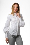 Camasa dama office alba cu maneci bufante si fenta dubla, 36, 38, 40, 42, 44, Alb, T&#039;esha