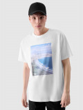Tricou oversize cu imprimeu pentru bărbați - alb, 4F Sportswear