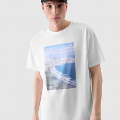 Tricou oversize cu imprimeu pentru bărbați - alb