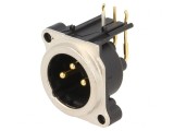 Soclu XLR 3 pini unghi 90&deg; THT argint 6A, Neutrik
