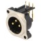 Soclu XLR 3 pini unghi 90&deg; THT argint 6A