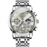 Ceas Bărbați OLEVS Quartz Original, Chronograph Multifuncțional, Fază Lunii, Waterproof 30m, Oțel Inoxidabil