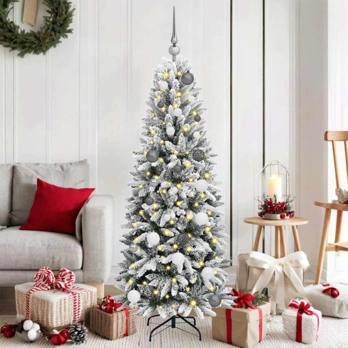 vidaXL BraddeCrăciunartificial cu lumini cu bandă LED Alb 150cm PVC