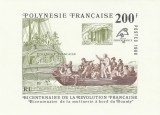 Polynesia 1989 - 200 ani Aniversare Revolutia franceza, Revolta de pe "Bounty" , colita nedantelata , MNH, Bl.15