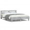 vidaXL Cadru de pat cu tăblie și LED, gri beton, 140x200 cm