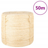 Franghie, 50 m, sisal 100%, 6 mm GartenMobel Dekor, vidaXL