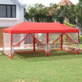 Cort Pliabil Petrecere vidaXL, 3x6m, Rosu, cu Pereti Laterali, Impermeabil, Protectie UV
