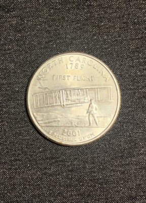 Moneda jubiliară quarter dollar 2001 North Carolina foto