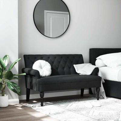 vidaXL Bancă cu spătar, negru, 120x62x75,5 cm, textil foto