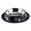 Bol pentru hrana animale cu suport gumat, model labute, diametru 19 cm, Negru