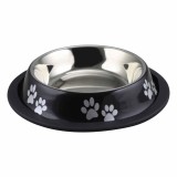 Bol pentru hrana animale cu suport gumat, model labute, diametru 19 cm, Negru