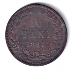 ROMANIA 10 BANI 1867 HEATON STARE EXCELENTA