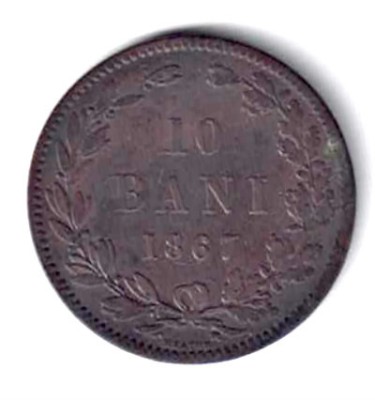 ROMANIA 10 BANI 1867 HEATON STARE EXCELENTA foto