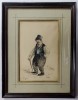 Constantin Jiquidi - Barbat cu Baston, Dealul Spirei, 1884, Penita/Acuarela, 22.5x15cm - Certificat Autenticitate