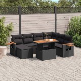 Cumpara ieftin Gossi set mobilier de gradina cu perne, 8 piese, negru, poliratan
