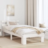vidaXL Cadru de Pat cu Tablie Alb 90x200 cm Lemn Masiv de Pin