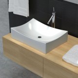 Chiuvetă din ceramică pentru baie high gloss, Alb, vidaXL