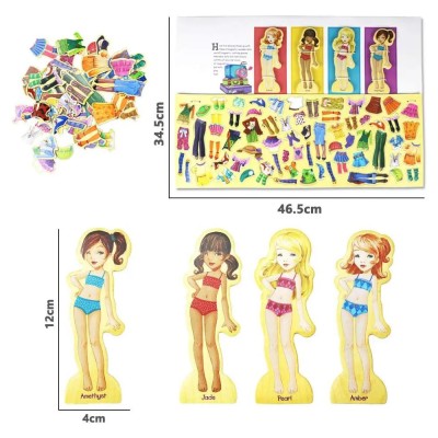 Joc puzzle magnetic Cum Imbracam Fetitele, 69pcs, 47x35x3 cm foto