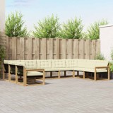 vidaXL Set de canapele de exterior cu pernă 9 pcs Alb și crem 3389060
