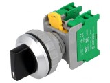 Comutator Rotativ 30mm 3 NO Negru IP65
