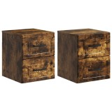 vidaXL Dulap de noapte suspendat 2 pcs Stejar fumuriu Lemn prelucrat 899326