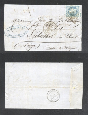 France 1869 Postal History Rare Cover + Content CARCASSONNE DB.339 foto