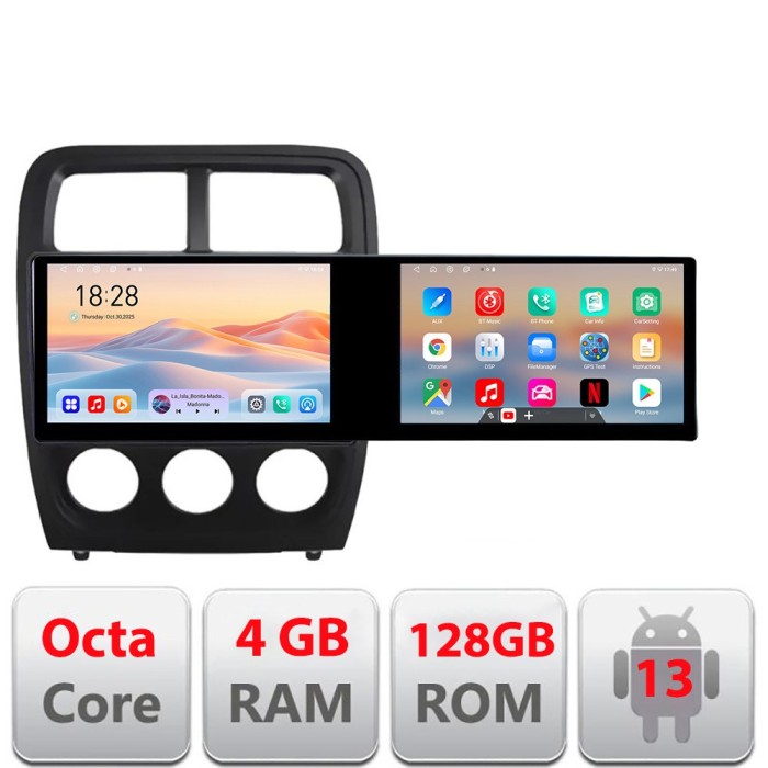 Navigatie Dodge Caliber 2010-2012 Kit-caliber Edotec 2 ecrane 8 core 4+128 21.6 inch Incell android Wifi 5Ghz gps internet S CarStore Technology