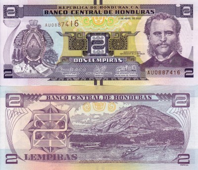 HONDURAS 2 lempiras 2022 UNC!!! foto