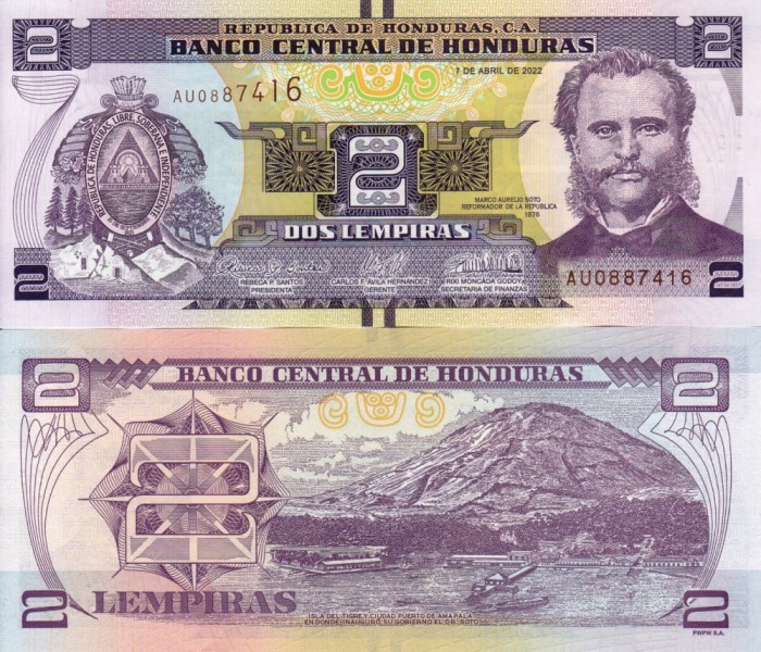 HONDURAS 2 lempiras 2022 UNC!!!