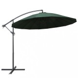 Umbrelă de soare suspendată, verde, 3 m, st&acirc;lp de aluminiu